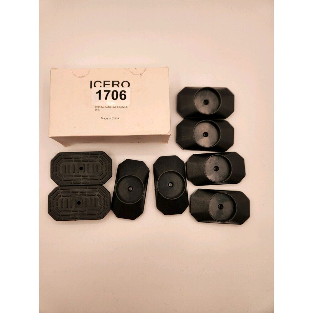 ICERO - Baby Gate Wall Protector - Protect Walls & 8-Pack Black, Black